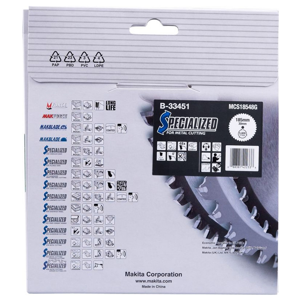 Lama Specialized TCT Makita B-33451 185x30mm 48T