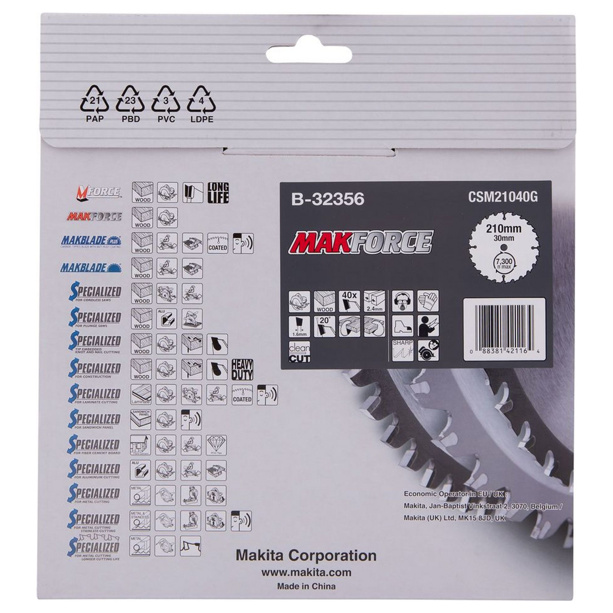 B-32356 - Lama Circolare Makita B-32356 210mm 40T - Immagine 4